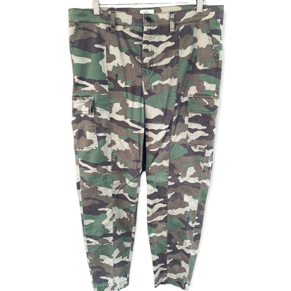 J.CREW Cargo Toothpick Skinny Pants Green Camo Print Cotton Blend Sz 32